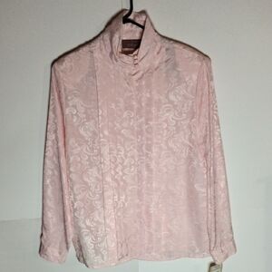 Worthington Pretty In Pink Romantic Women's Size 16 Button Down Blouse NWT